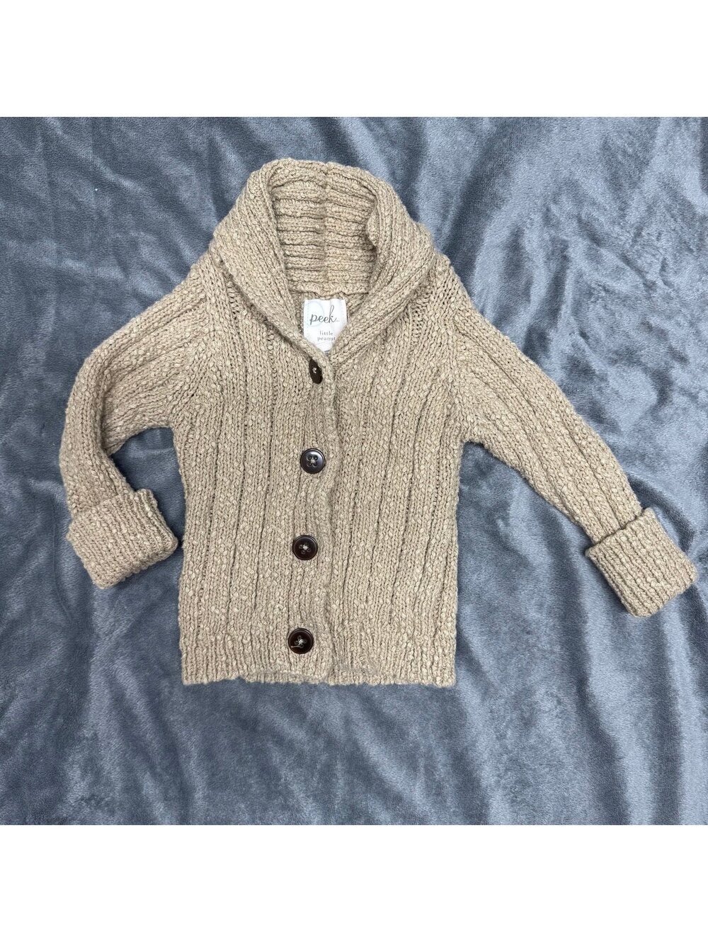 Peek Chunky Knit Button Up Cardigan